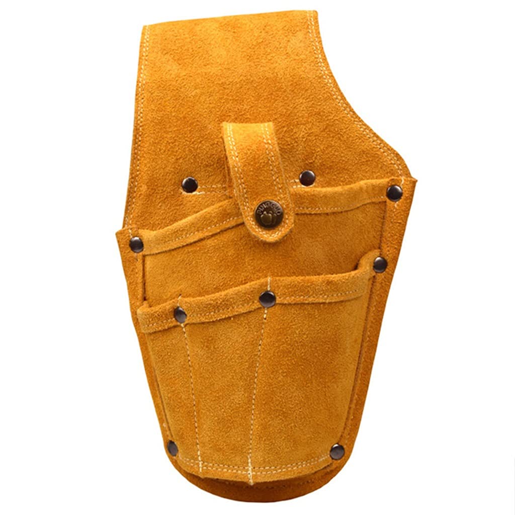 Durable Cowhide Electric Drill Waist Holster Tool Pouch with Adjustable Belt - Heavy Duty Work Belt for Power Tools (Black, One Size) - Perfect for Construction, DIY Projects & Electrician Work