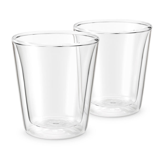 Breville Dual Wall Insulated Glasses - Set of 2, 12oz Tempered Glass Cups for Hot & Cold Drinks - Perfect for Coffee, Tea, Cocktails, and Iced Beverages at Home or Office