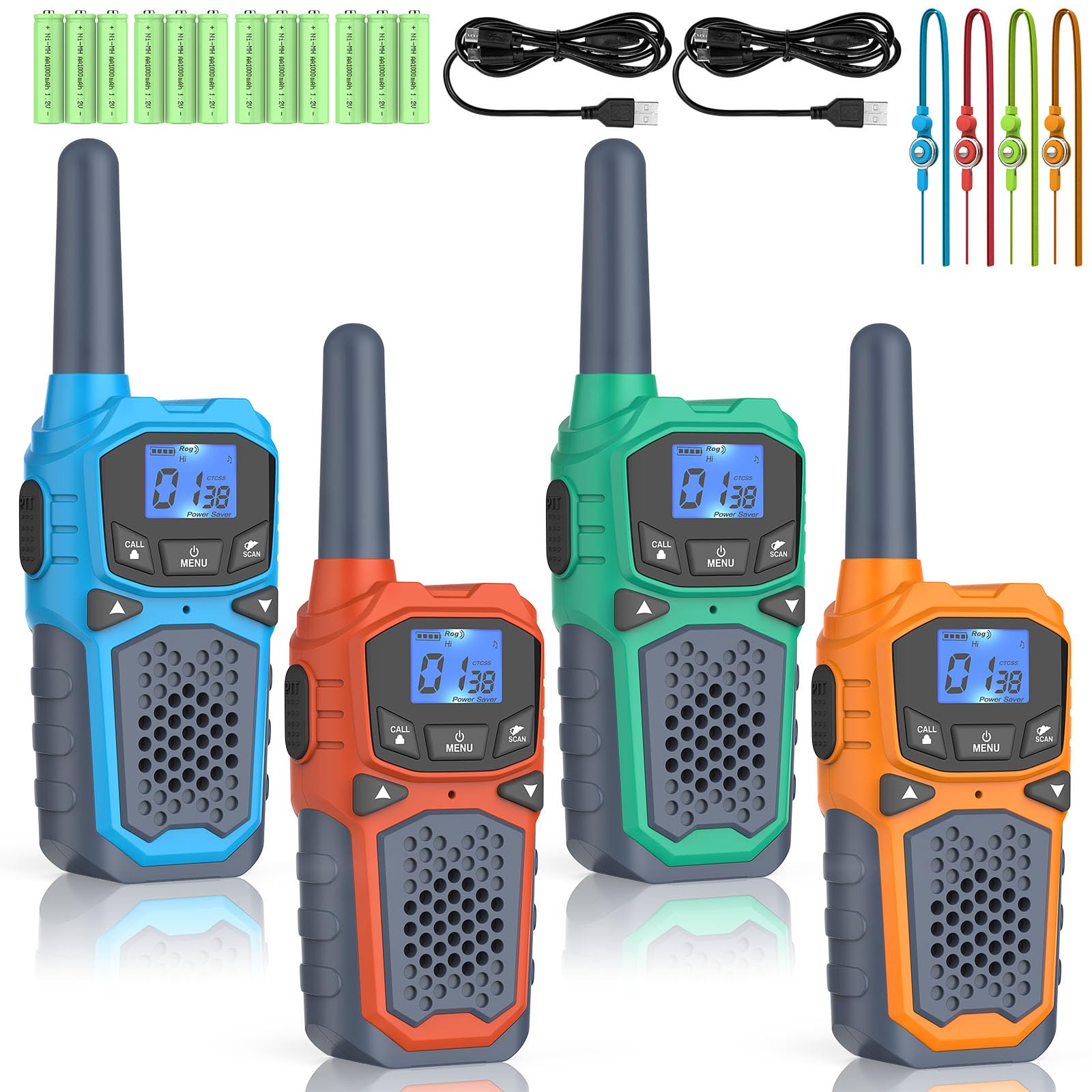 4 Pack Rechargeable Walkie Talkies for Adults - WokTok Long Range Two Way Radios with SOS Emergency Alarm, Perfect for Camping, Hiking, Outdoor Adventures & Family Activities | Ideal for Teens, Kids & Emergency Preparedness