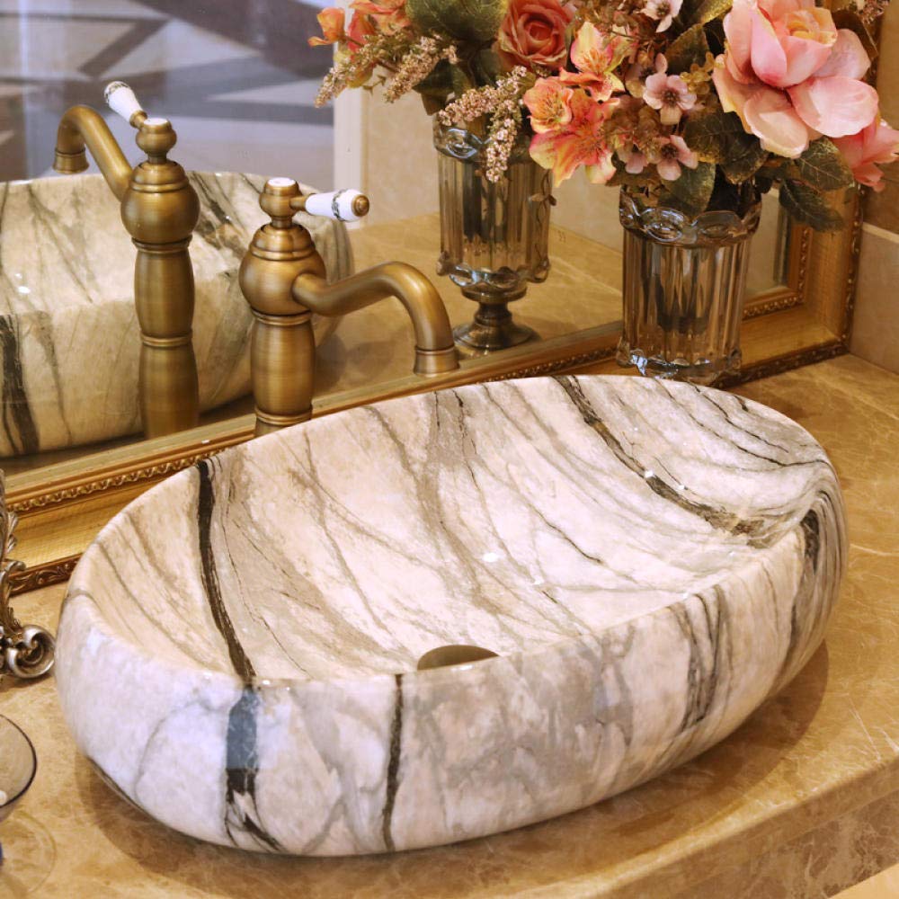 Modern Oval Porcelain Countertop Bathroom Sink - Artisan Ceramic Wash Basin for Vanity & Powder Room | Perfect for Contemporary Home Decor & Luxury Bathroom Renovations