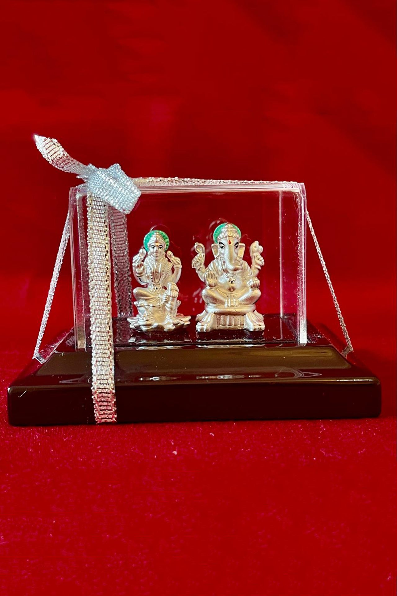 999 Pure Silver Rectangular Lakshmi Ganesh Idol for Home Altar | Hindu Pooja Decor | Divine Blessing Statue for Wealth & Prosperity | Perfect for Diwali, Wedding & Housewarming Gifts