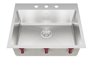 3 Hole 1 Bowl Dual Mount Stainless Steel Kitchen Sink QSLY2225 - Perfect for Modern Homes & Restaurant Prep Stations