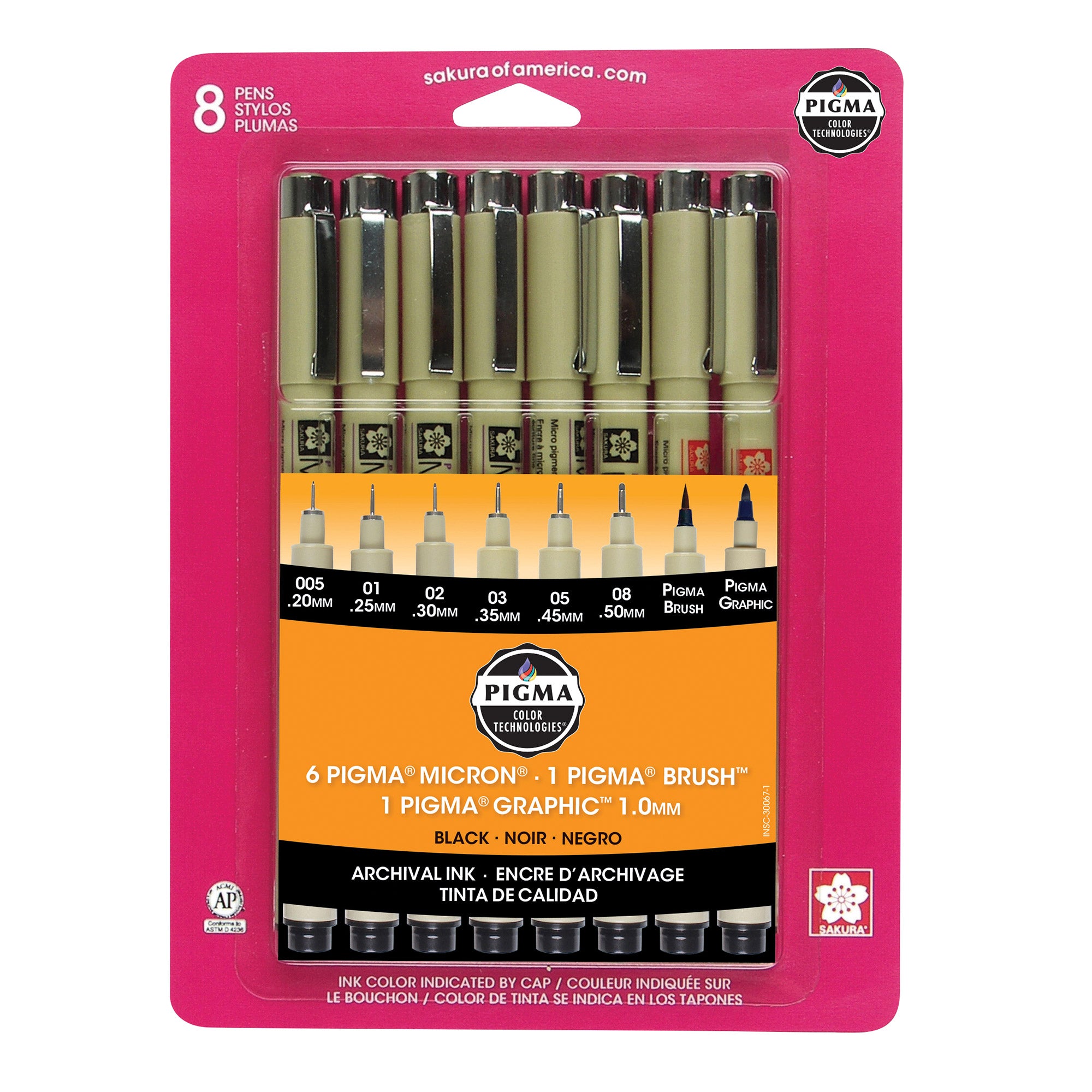 8 Pack Pigma Micron Fineliner Pens - Black Ink Artist Drawing Pens for Sketching, Calligraphy & Illustration - Perfect for Artists, Designers & Crafters