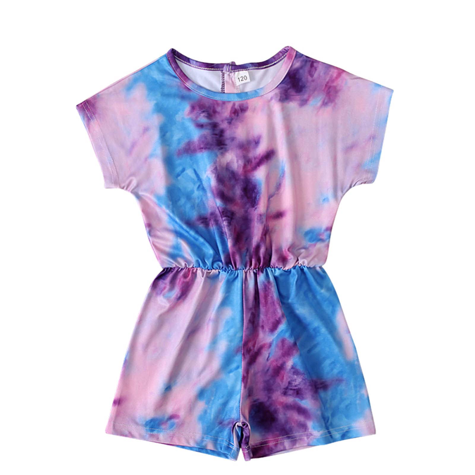 Toddler Baby Girl Summer Short-Sleeved Tie-Dye Jumpsuit - Cute Playwear for Outdoor Activities & Climbing - Soft Cotton Romper for Girls 1-3 Years