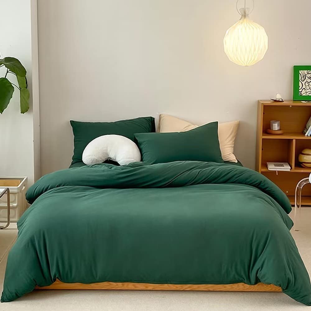 CLOTHKNOW Emerald Green Comforter Set California King - Dark Green Bedding Set for Women & Men - Soft & Cozy 3-Piece Comforter Set - Perfect for Master Bedrooms & Guest Rooms