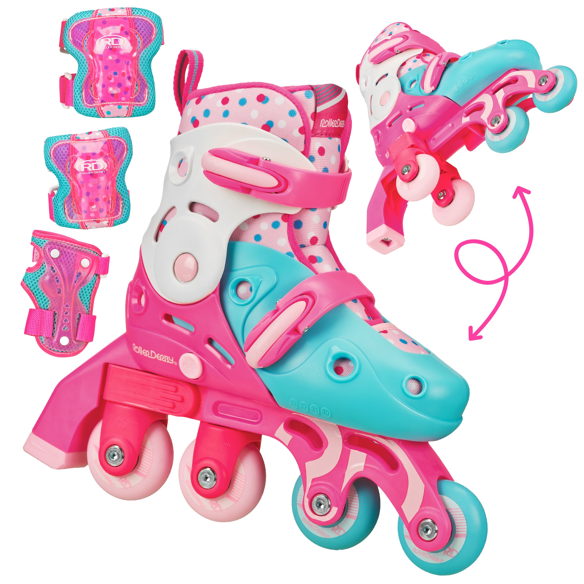 Adjustable Roller Skates for Girls - Switch Style with Light-Up Wheels - Perfect for Indoor & Outdoor Skating, Birthday Gifts, and Fun Exercise
