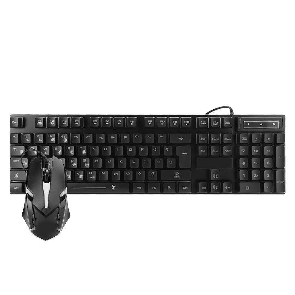 USB Wired Keyboard and Mouse Combo - 104 Key Mechanical Feel Keyboard with 1200DPI Gaming Mouse | Ergonomic Design for PC, Laptop, Office & Gaming (Black) | Perfect for Work, Gaming & Typing
