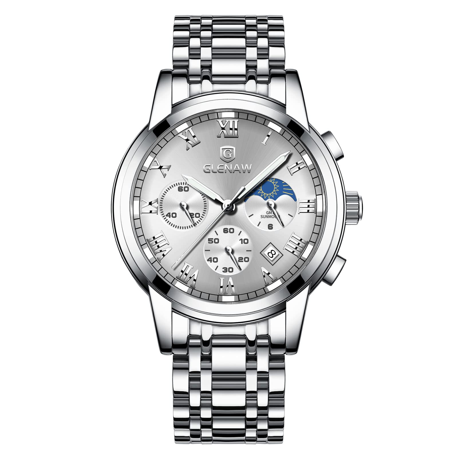 Men's Chronograph Quartz Watch - Stainless Steel Waterproof for Business & Diving