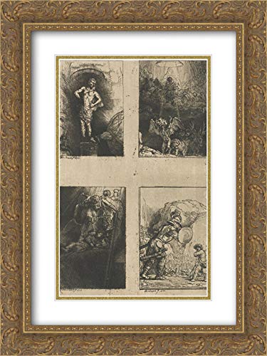 Rembrandt Museum Art Print - 18x24 Spanish Book Illustration with Gold Ornate Frame & Double Matting | Perfect for Home Decor, Office Wall Art & Gift Giving
