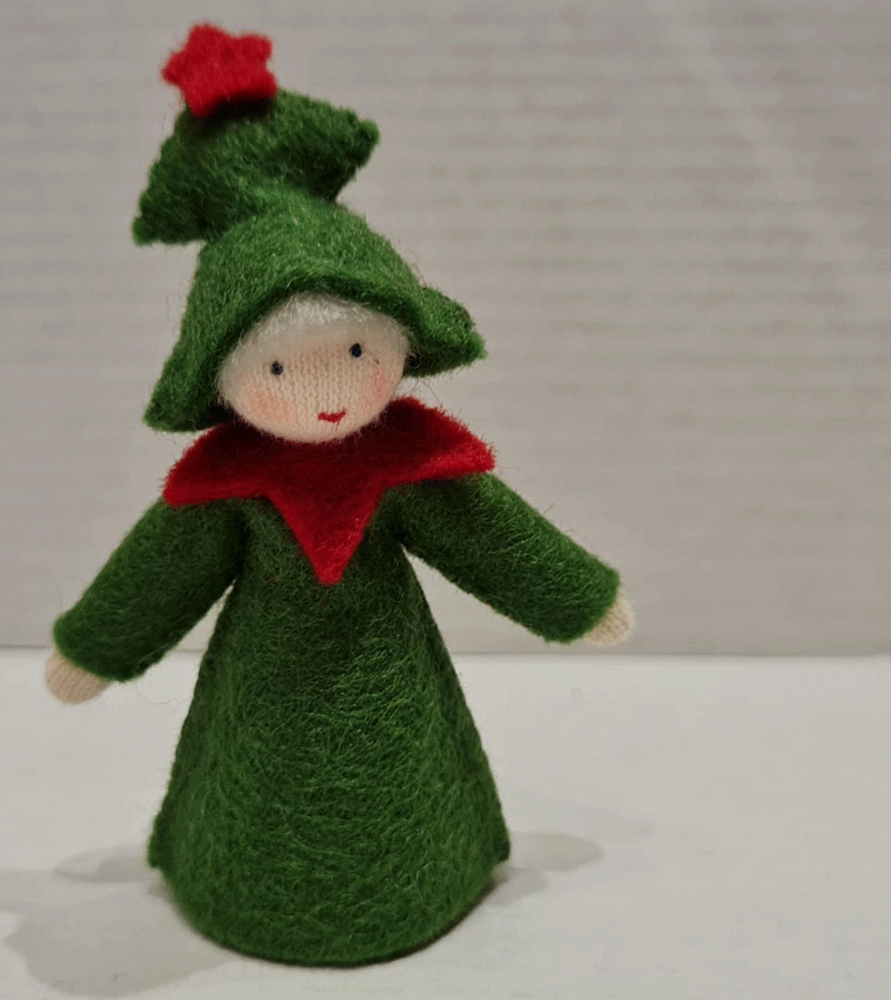 Waldorf Flower Fairy Christmas Tree - Handmade Holiday Decor for Festive Home & Garden