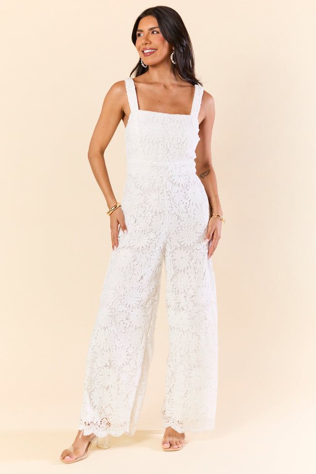 Pure Elegance White Lace Jumpsuit for Women - Summer Wedding Guest Outfit, Beach Party Dress, Romantic Date Night Attire