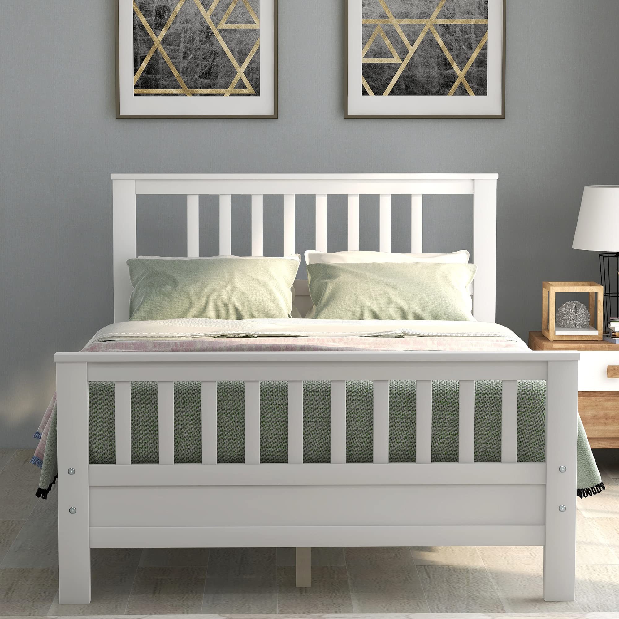 Sturdy Hardwood Platform Bed Frame with Headboard - 500lb Capacity for Kids & Adults - No Box Spring Needed - Perfect for Bedrooms & Guest Rooms
