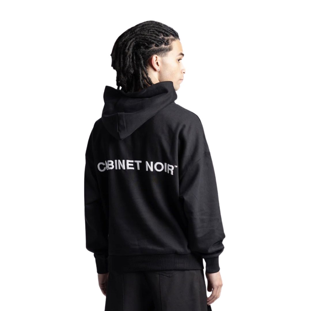Black & White Logo Pullover Hoodie - Cabinet Noir Style for Men & Women | Casual Streetwear & Loungewear