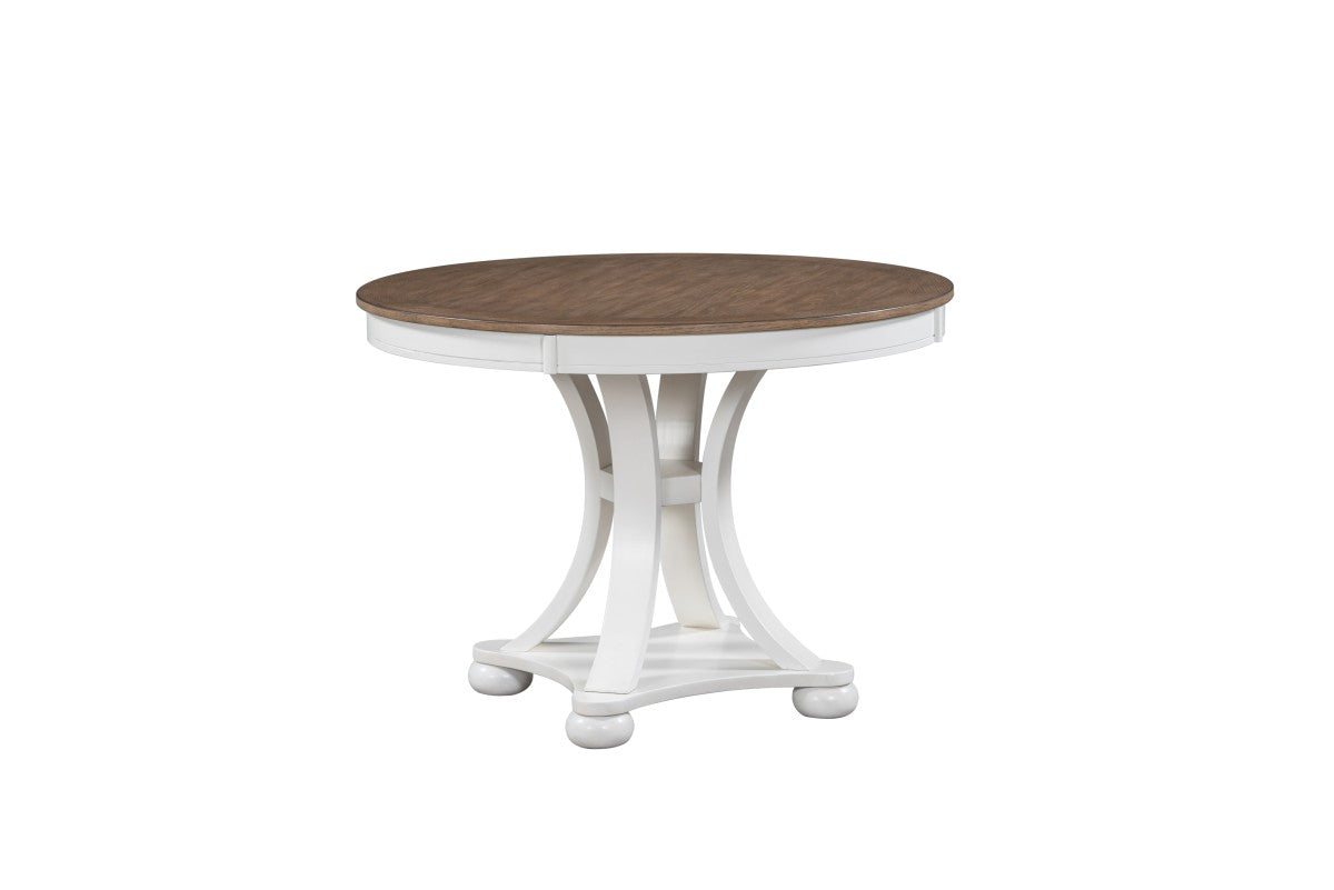 Solid Oak Wood Dining Table - Natural Oak & Antique White Finish | Rustic Farmhouse Kitchen Table for Family Gatherings & Dinner Parties