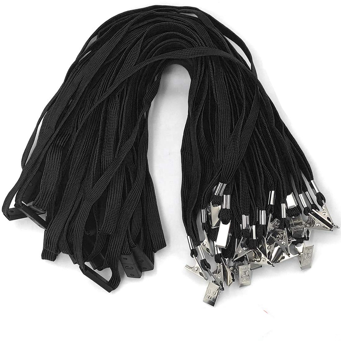 Breakaway Safety Lanyards - 25 PCS Black Badge Lanyards for Work & Events