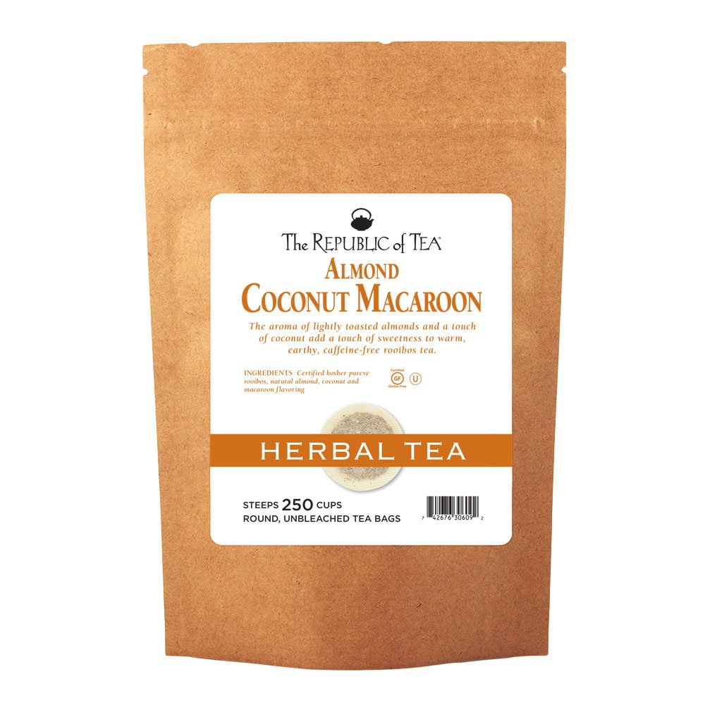 The Republic Of Tea Almond Coconut Macaroon Red Rooibos Herbal Tea - 250 Tea Bags Bulk Pack | Perfect for Relaxation, Afternoon Tea & Gift Giving