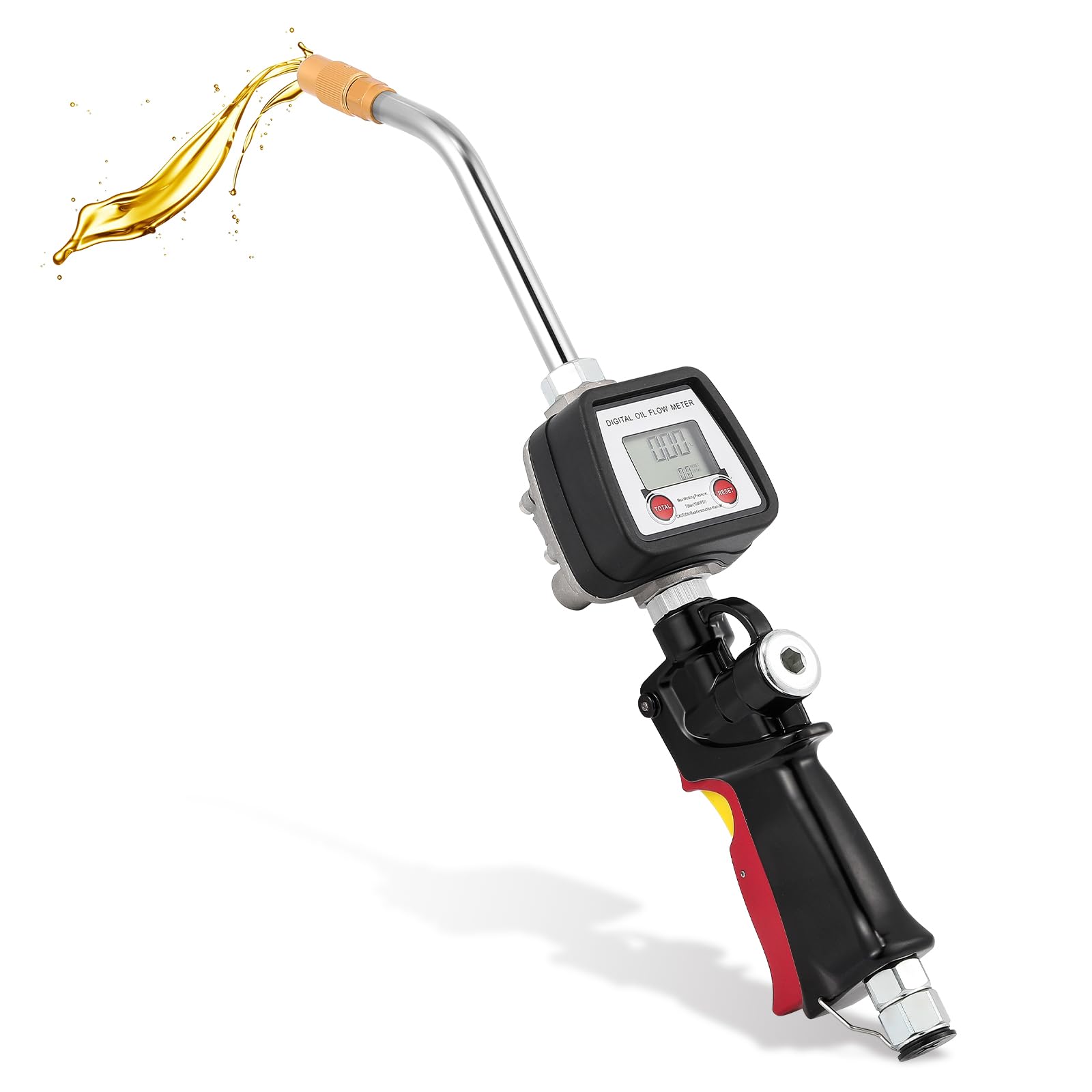 Poafamx Heavy Duty Digital Oil Control Valve Meter Nozzle - 8GPM/30LPM Air Operated Oil Transfer Pump - 7-1000 PSI (0.5-70 Bar) Fluid Dispenser with 1/2