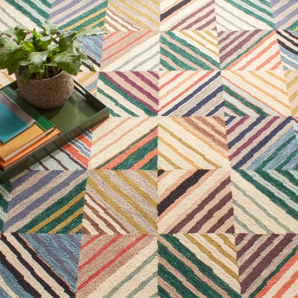 Dash & Albert Potter Multi Hand Micro Hooked Wool Rug - Soft & Durable Handmade Area Rug for Living Room, Bedroom, or Nursery