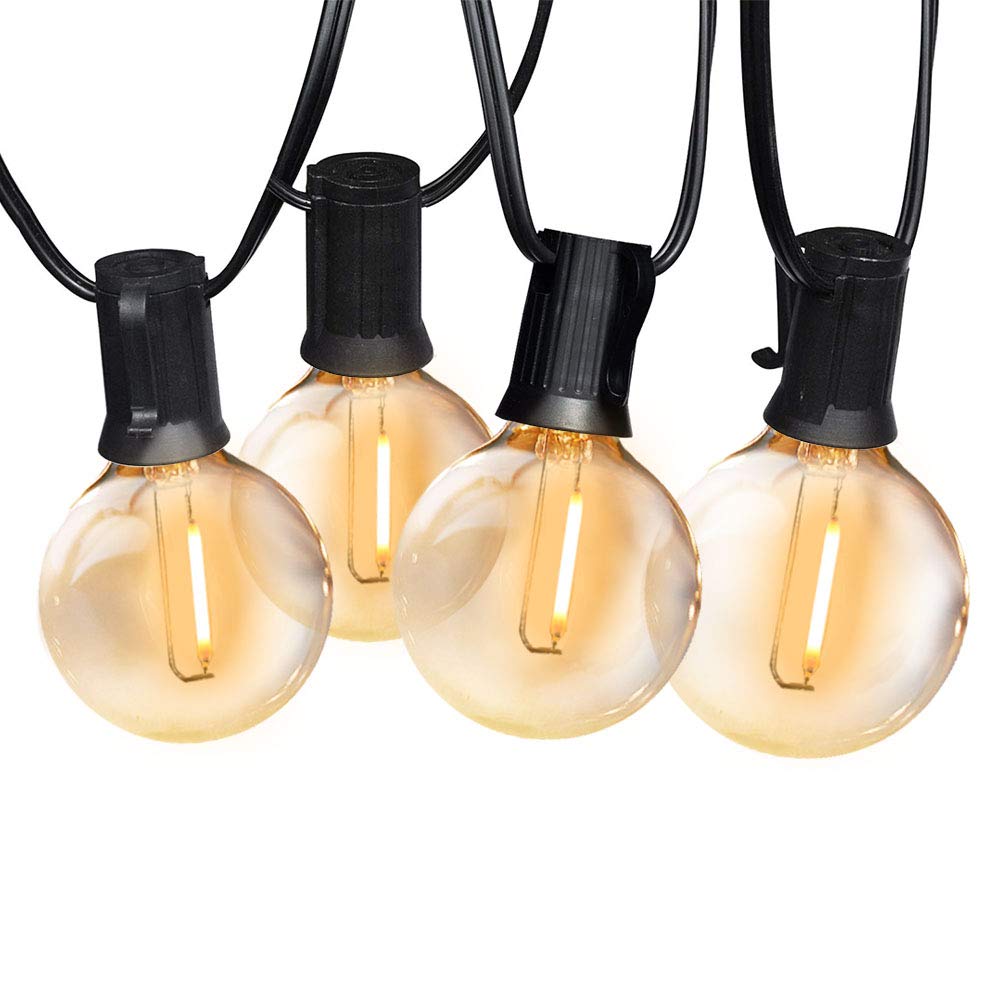 48FT Outdoor String Lights with 25 Shatterproof G40 LED Bulbs (1 Spare) - Waterproof Hanging Lights for Backyard, Patio, Garden, Deck & Party Decor - Perfect for Outdoor Entertaining, Wedding & Holiday Lighting