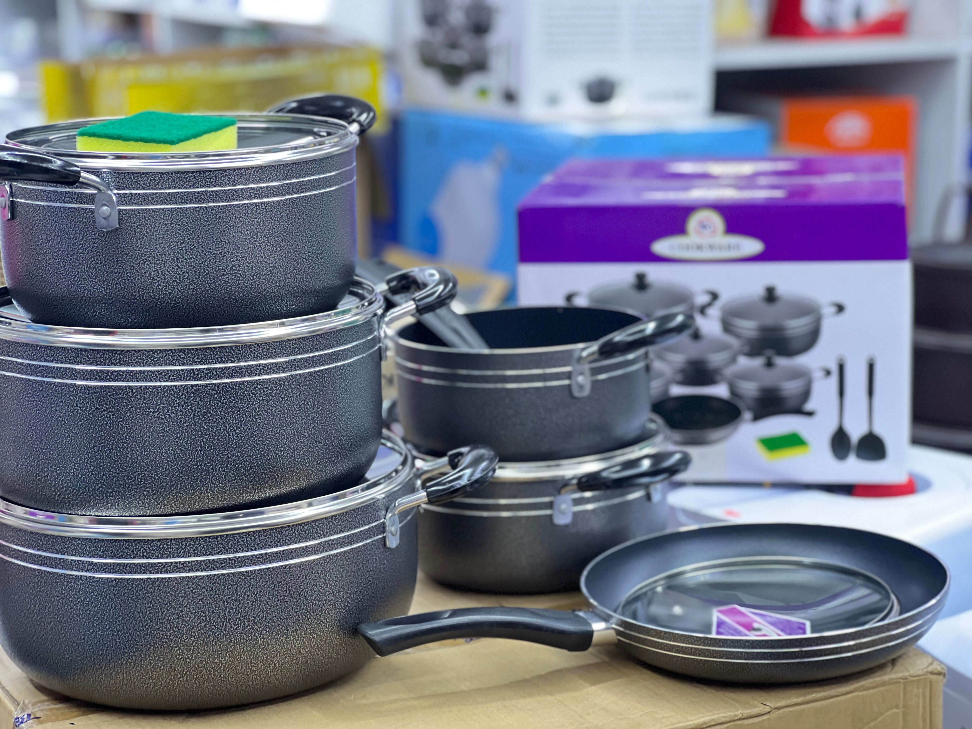 Premium TC Cooking Pot Set - Nonstick 10-Piece Cookware Set with Lids - Perfect for Boiling, Frying & Stewing - Ideal for Home Kitchen & Camping Cooking