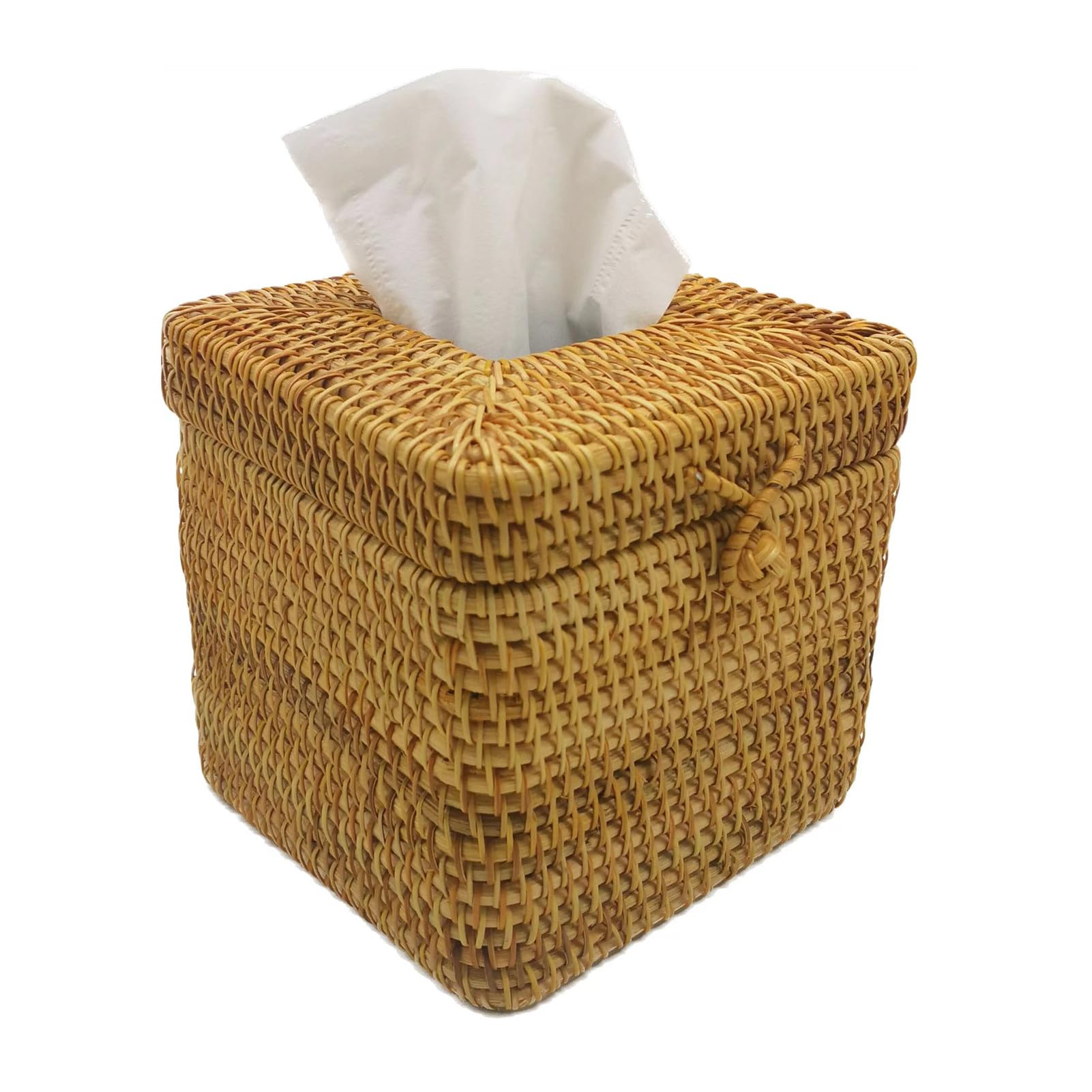 Decorative Square Rattan Tissue Box Holder & Condiment Organizer - 6