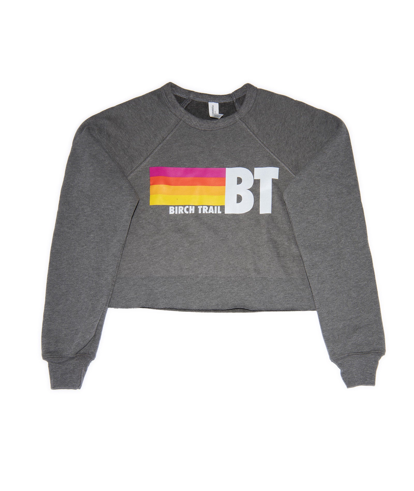 Girls' Birch Trail Nation Charcoal Grey Cropped Camp Sweatshirt - Cozy Pullover for Outdoor Adventures, Casual Wear & School Activities