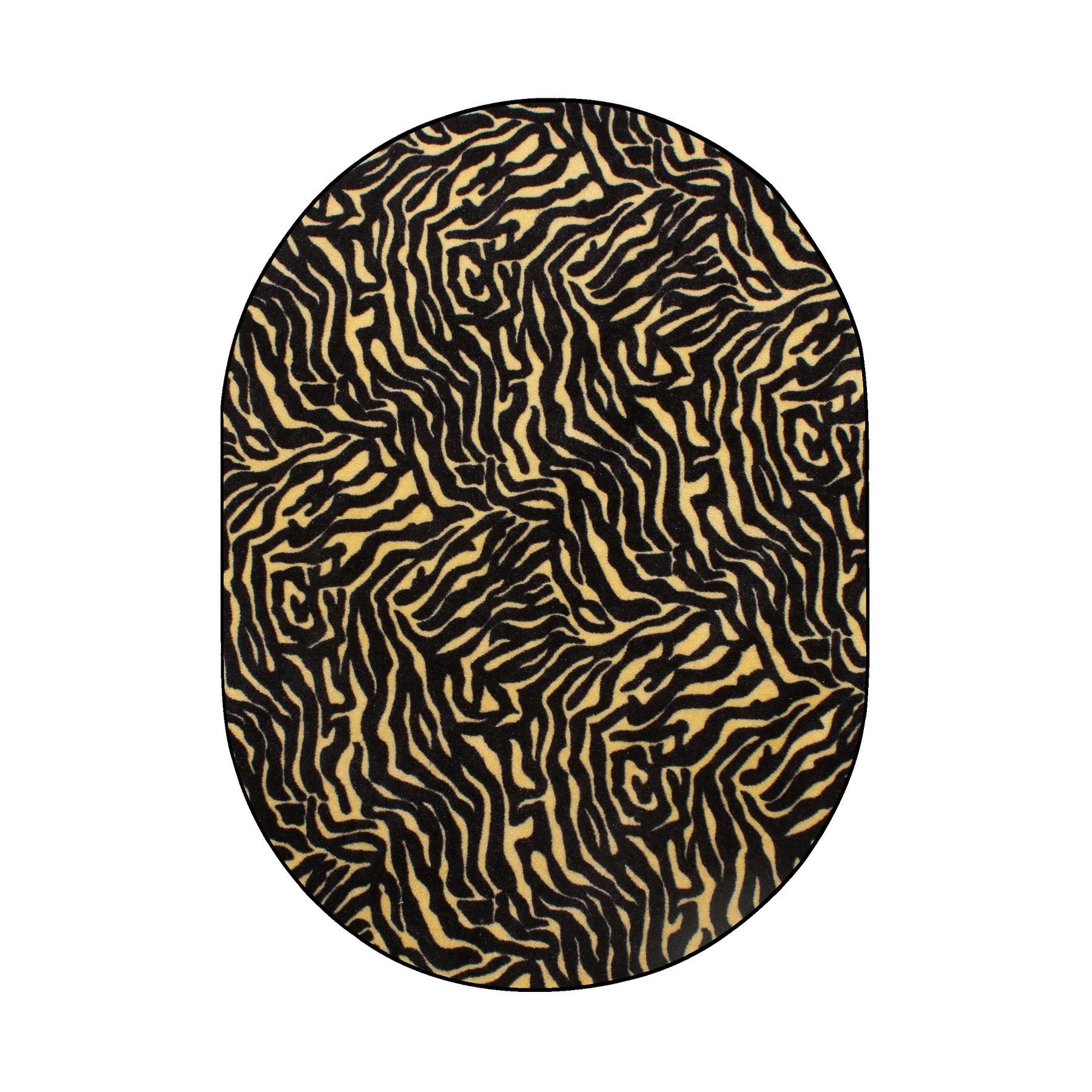 Zebra Print Area Rug 8' x 10' Oval - Animal Print Indoor Rug, Non-Slip Doorway Mat, Pet-Friendly Floor Carpet for Living Room, Bedroom & Entryway - Soft & Durable Home Decor for Modern Spaces
