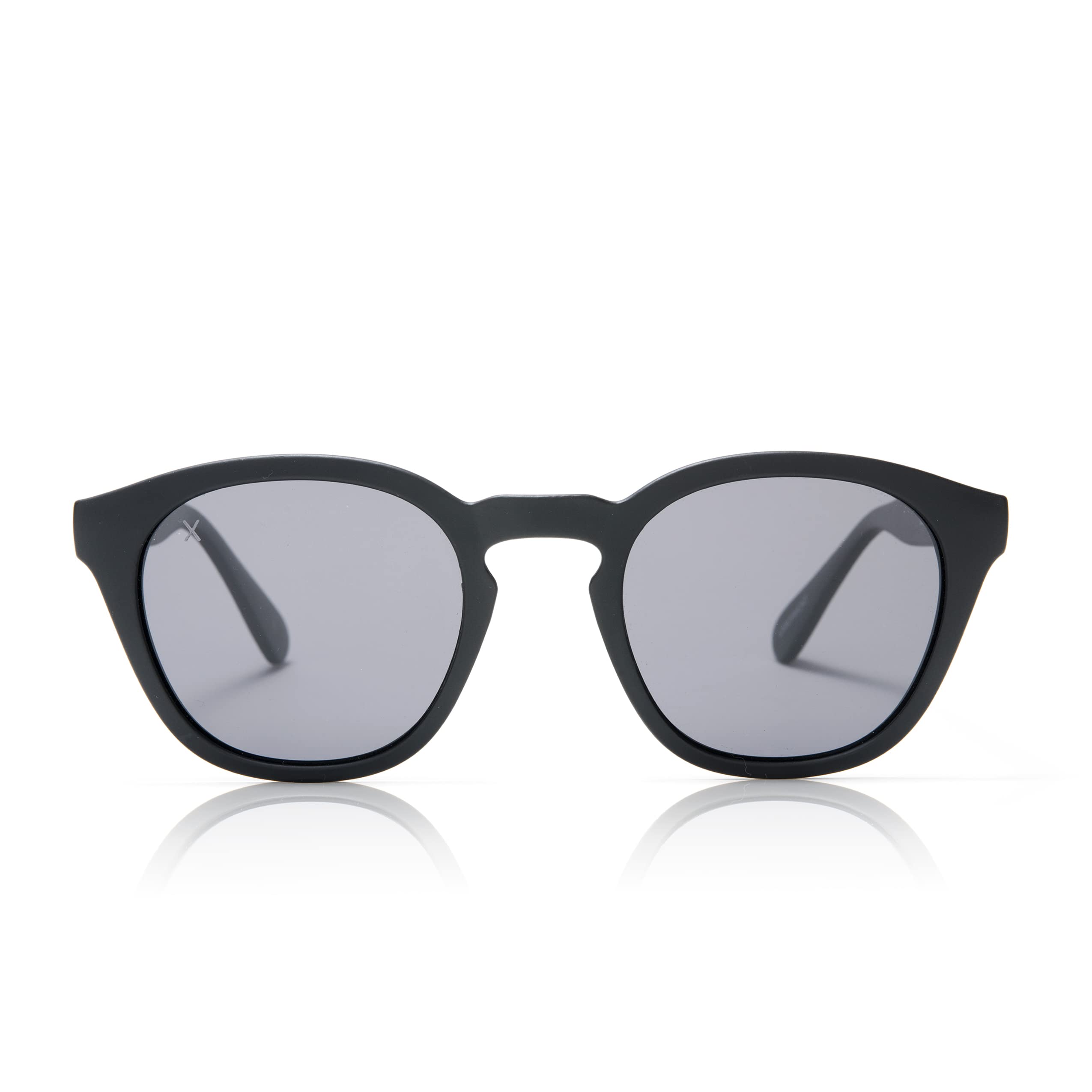 Dime Optics Polarized Sunglasses for Women & Men - Round Matte Black & Grey Larchmont Style - Perfect for Driving, Beach, and Outdoor Activities