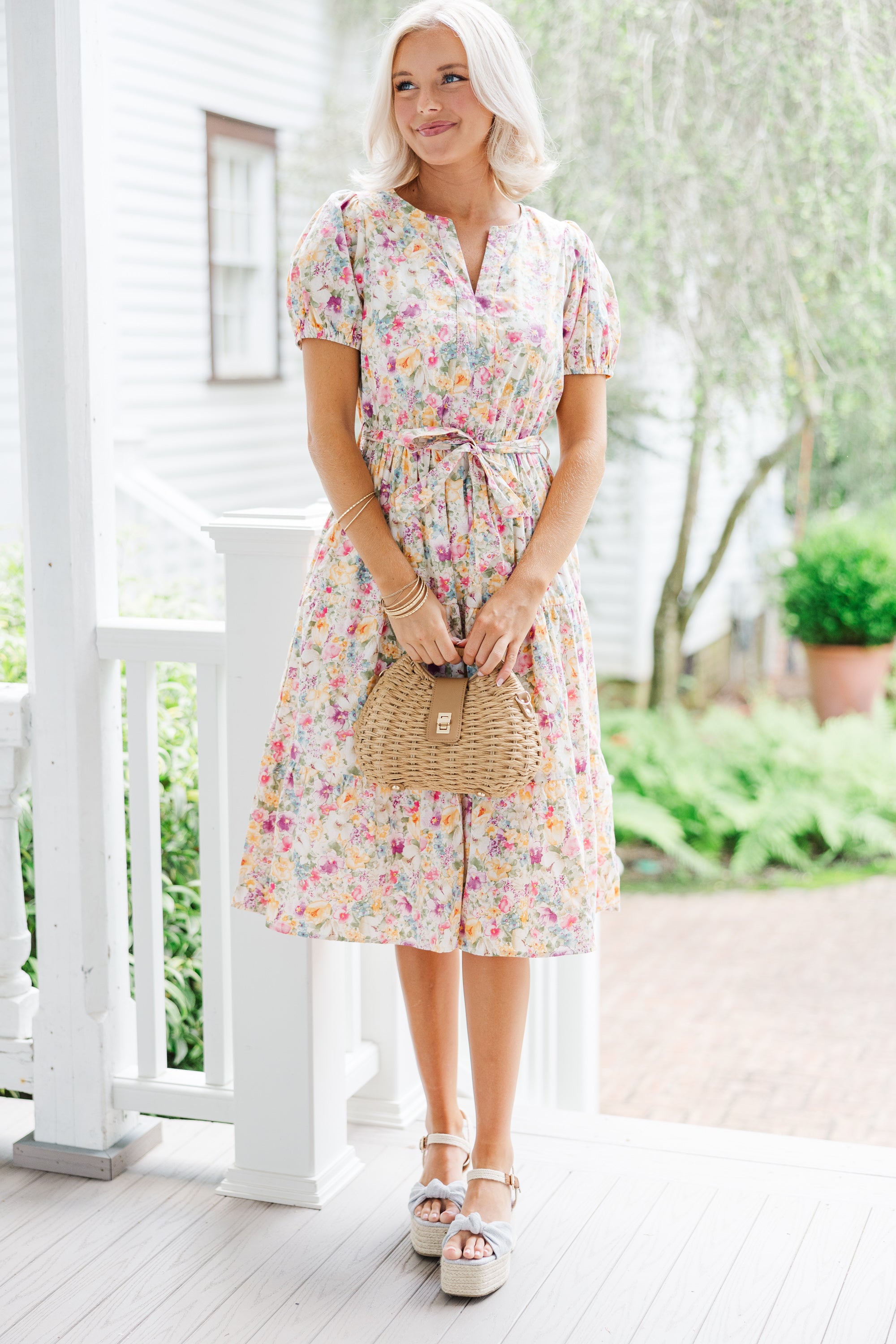 Best Days Ahead Lavender Purple Ditsy Floral Midi Dress - Elegant Summer Dress for Women, Perfect for Garden Parties, Date Nights & Casual Outings