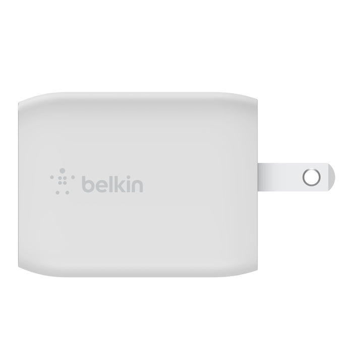 Belkin 65W Dual USB-C GaN Wall Charger with PPS - Fast Charging for iPhone, MacBook, Samsung - Compact & Powerful for Travel, Home & Office (White)