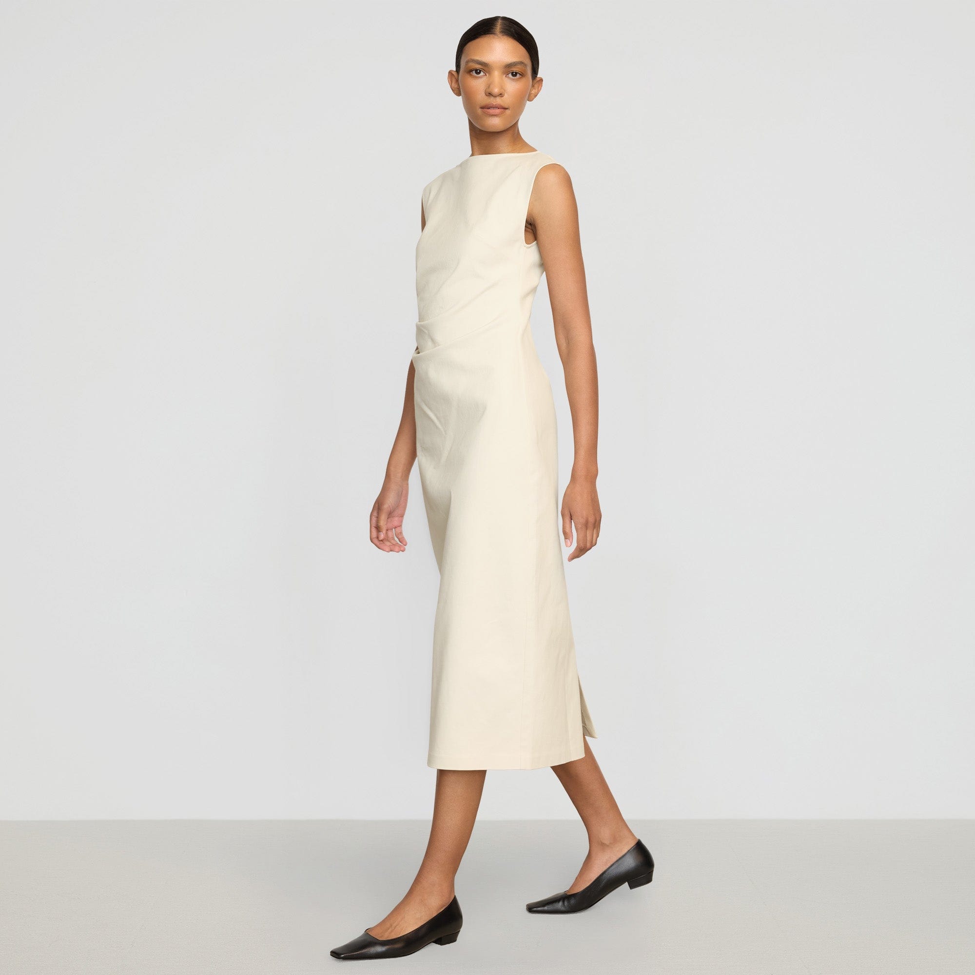 Inari Cotton Twill Boat Neck Dress - Women's Casual Summer Dress for Beach, Travel & Everyday Wear