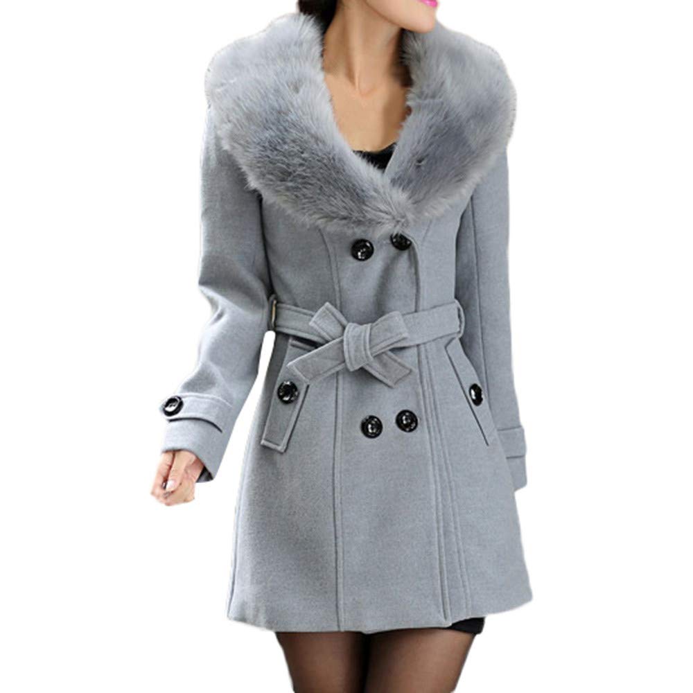 Xipoxipdo Women's Winter Wool Trench Coat - Long Sleeve Lapel Overcoat for Office, Travel & Formal Occasions - Warm Outerwear Jacket for Cold Weather