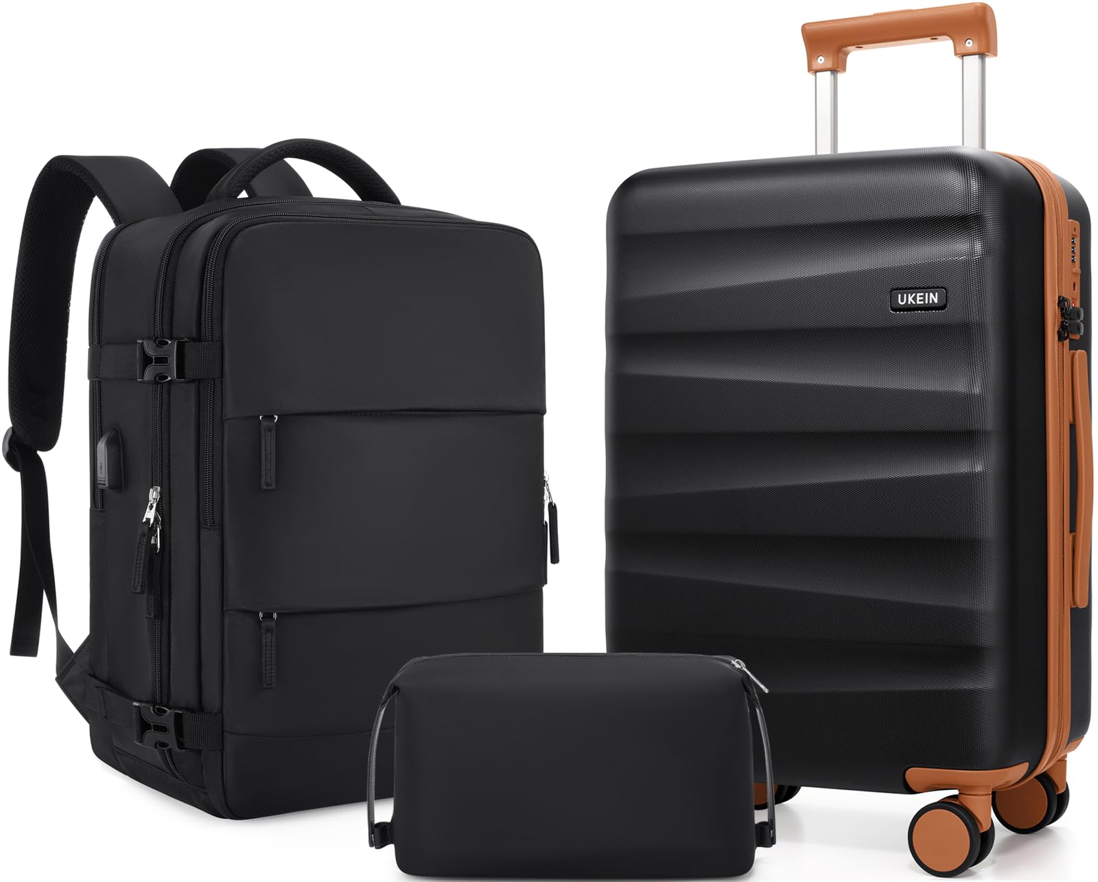 Premium 3-Piece Polycarbonate Luggage Set with Backpack - TSA-Approved Spinner Carry-On Suitcase & Hardshell Travel Bags for Business Trips, Vacations & Air Travel