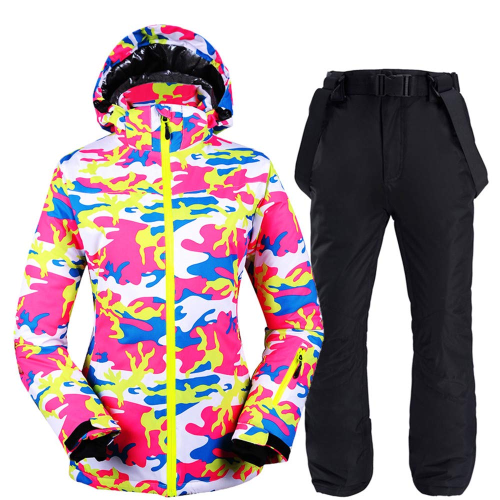 Women's Waterproof Ski Suit Set - Insulated Jacket & Suspenders Ski Pants for Snowboarding, Winter Sports - Windproof, Breathable Thermal Snow Gear for Skiing, Hiking & Outdoor Adventures
