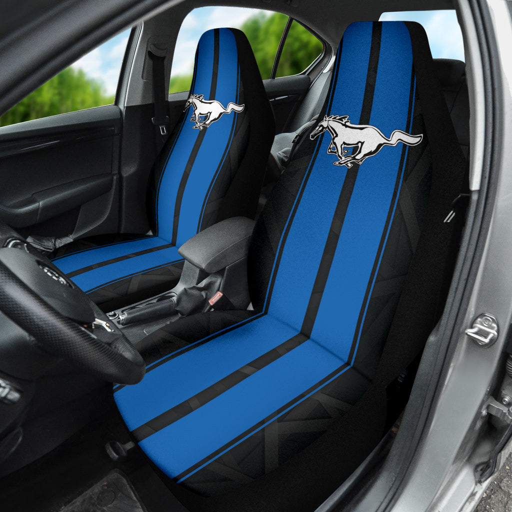 Premium Blue Ford Mustang Fastback Seat Covers - Custom Fit for 1965-1973 Muscle Cars | Durable Neoprene Protection for Racing & Daily Driving