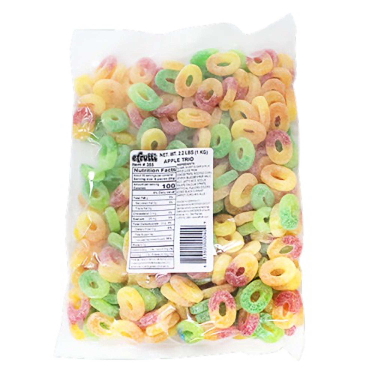 Efrutti Gummy Apple Trio Rings - 2.2lb Bulk Candy Bag | Sweet & Sour Chewy Candy for Parties, Halloween Treats, Movie Nights & Gift Baskets