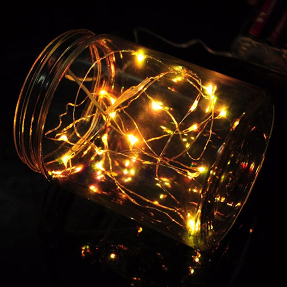 20 LED String Lights Battery Powered - Mini Fairy Lights for Outdoor Christmas, Wedding, Party & Bedroom Decor - Warm Yellow Glow for Cozy Ambiance
