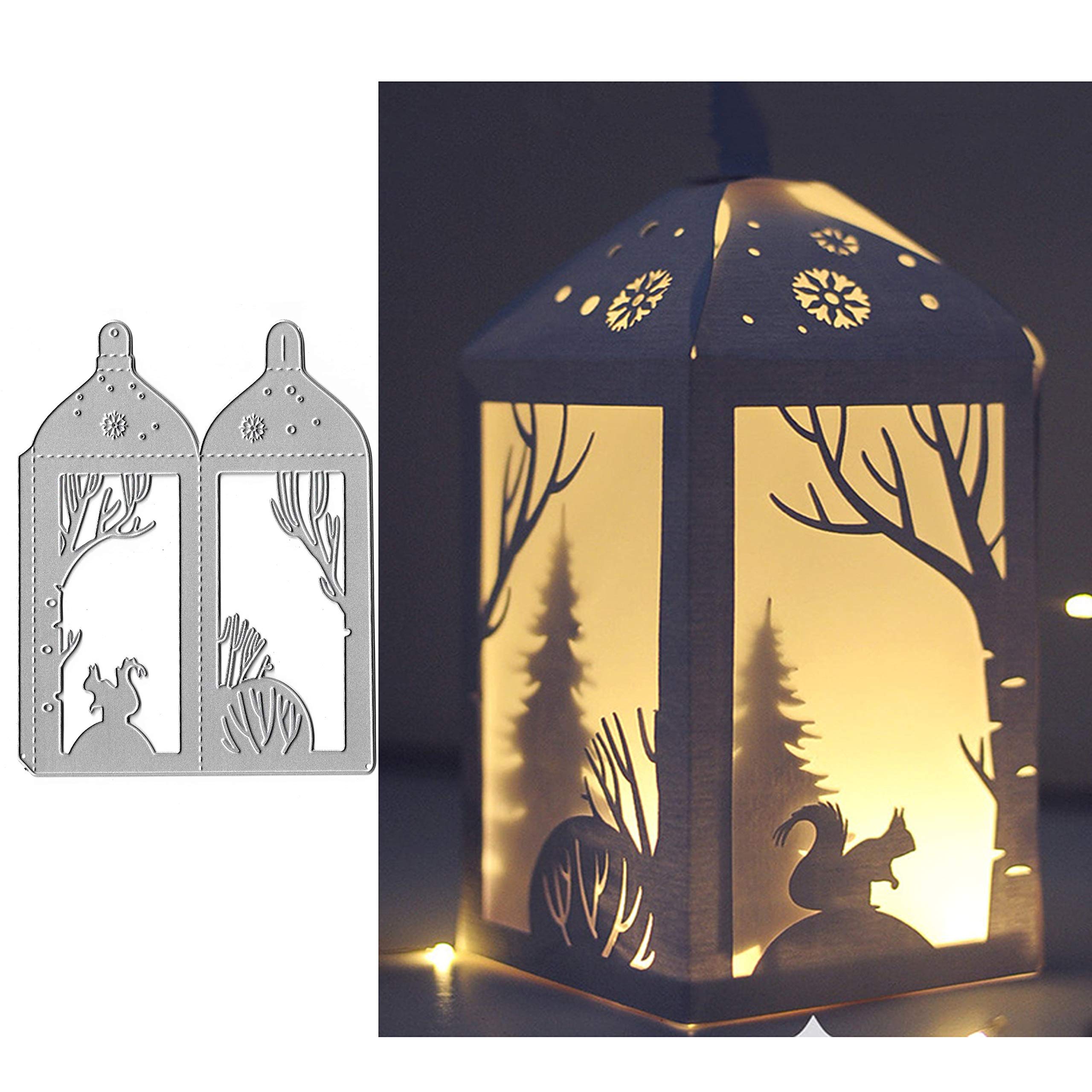 Christmas Santa Metal Die Cuts - Deer Snowflake Lantern House Box Gift Cutting Dies for DIY Scrapbooking, Photo Album & Card Making - Perfect for Holiday Decorations, Gift Wrapping & Craft Projects (Squirrel Box)