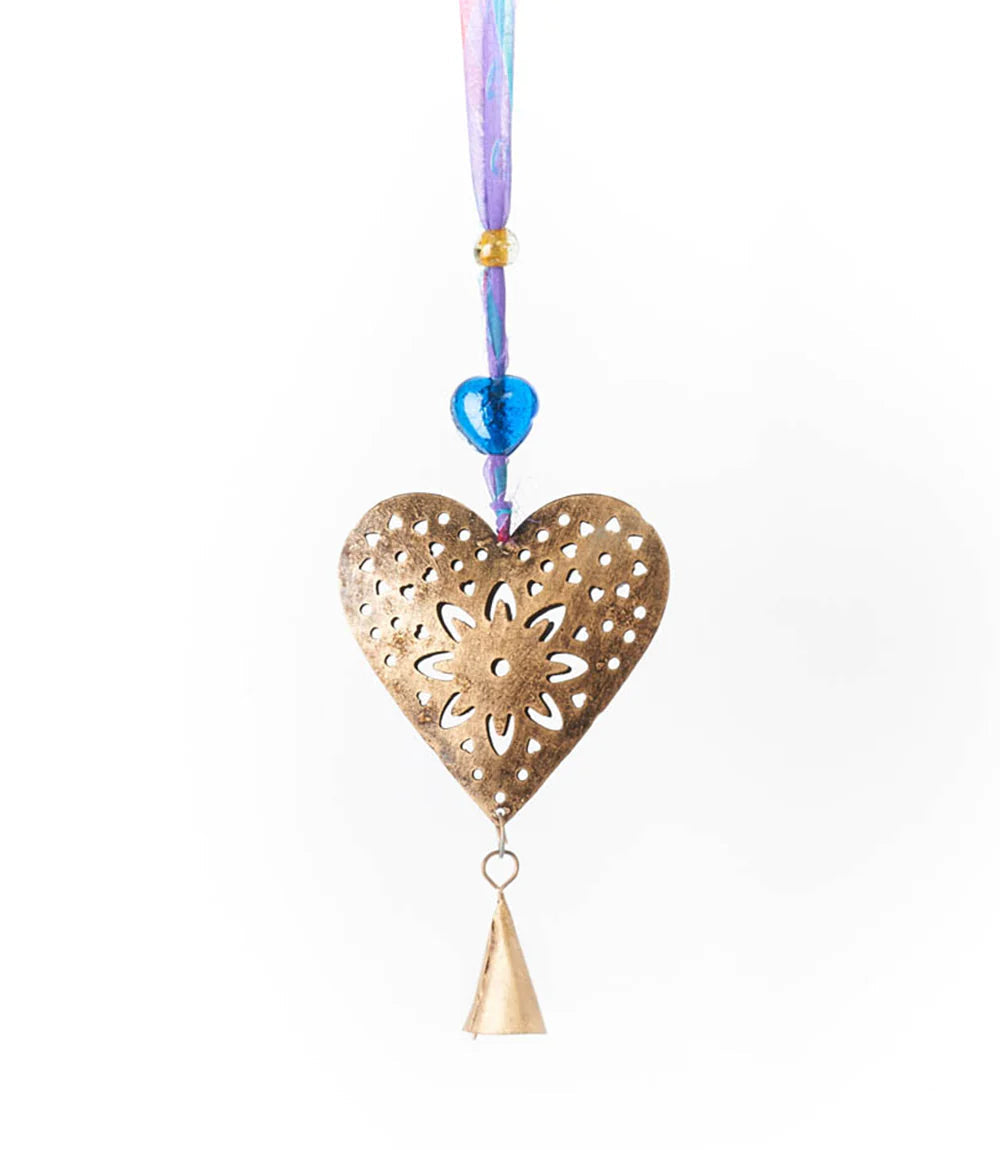 Eco-Friendly Chakshu Heart Bell Upcycled Wind Chime - Handmade Outdoor Garden Decor for Patio, Balcony & Porch - Soothing Wind Chimes for Relaxation & Meditation