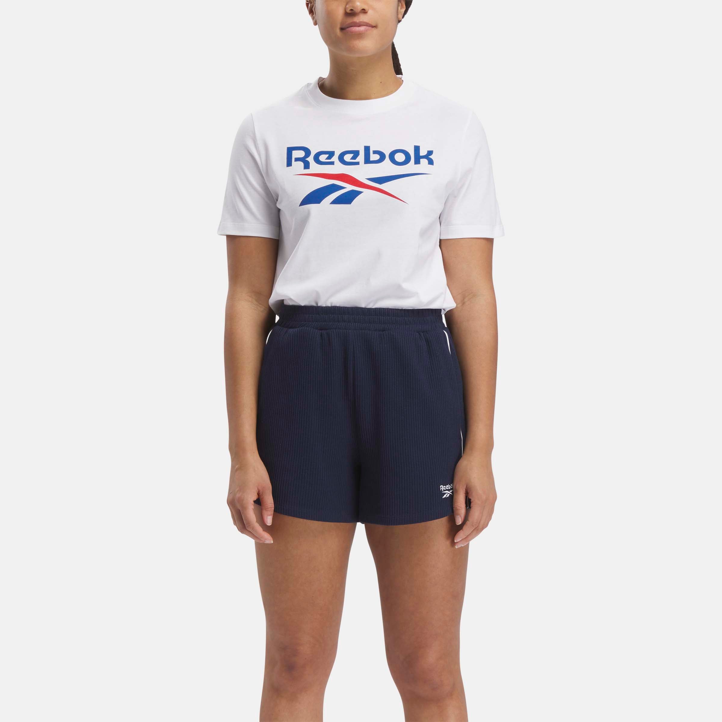 Reebok Identity Big Logo T-Shirt for Men - White Cotton Crewneck Tee - Casual Wear & Gym Workout Shirt