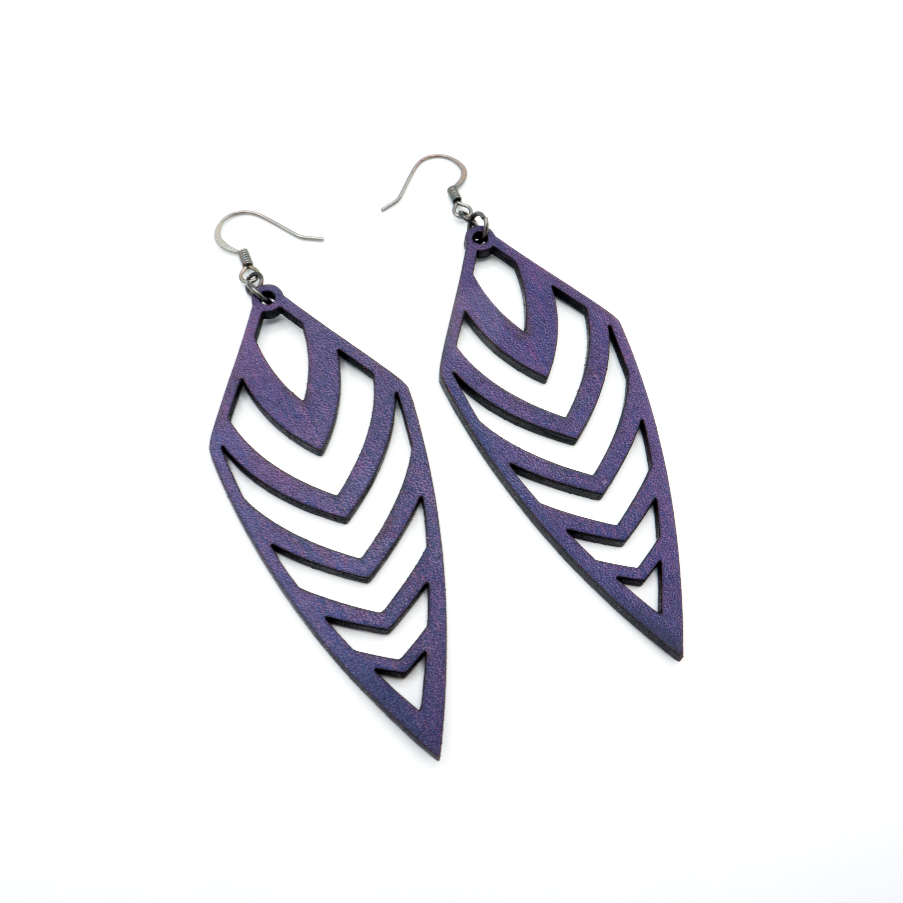 Handmade Purple Leather Arrowhead Earrings for Women | Boho Chic Dangle Drop Earrings | Perfect for Festivals, Parties & Everyday Wear