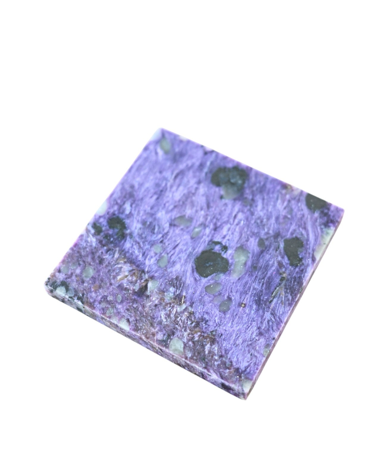 Natural Charoite Stone Plate – Handcrafted Decorative Tray for Home & Office | Perfect for Jewelry Display, Meditation, and Gift Giving