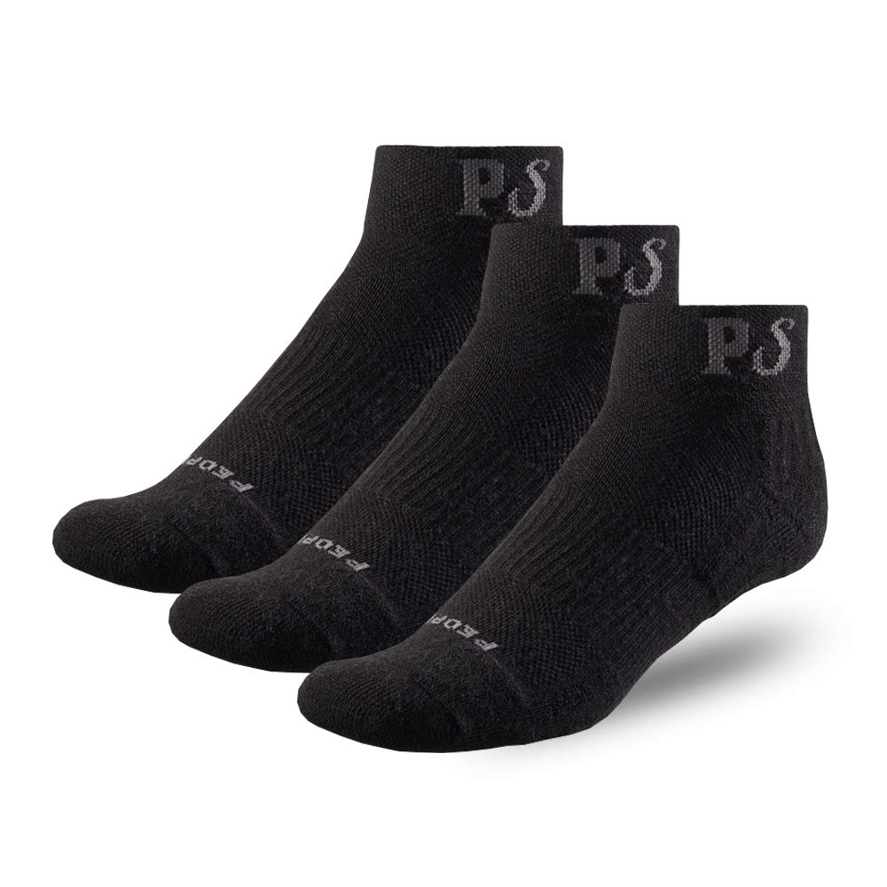 People Socks Compression Ankle Quarter Athletic Running Socks - Merino Wool, Made in USA (3 Pairs) - Perfect for Marathon Training, Hiking & Outdoor Sports