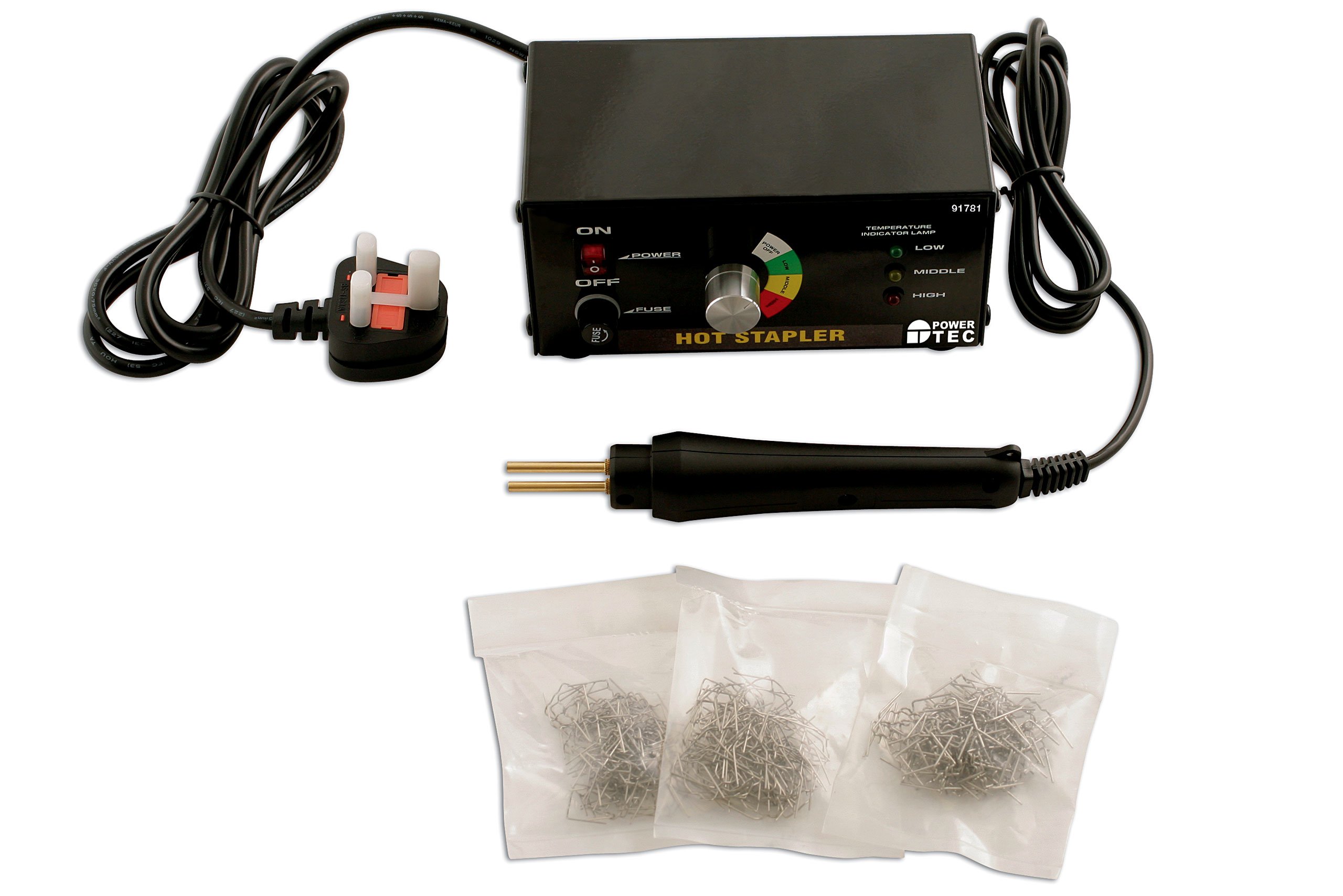 Power-TEC 91781 Hot Stapler Plastic Welding Kit - Professional Plastic Repair Tool for Car Bumpers, Dashboards & Household Items | Durable Plastic Welder for DIY Auto Body Repairs & Home Maintenance