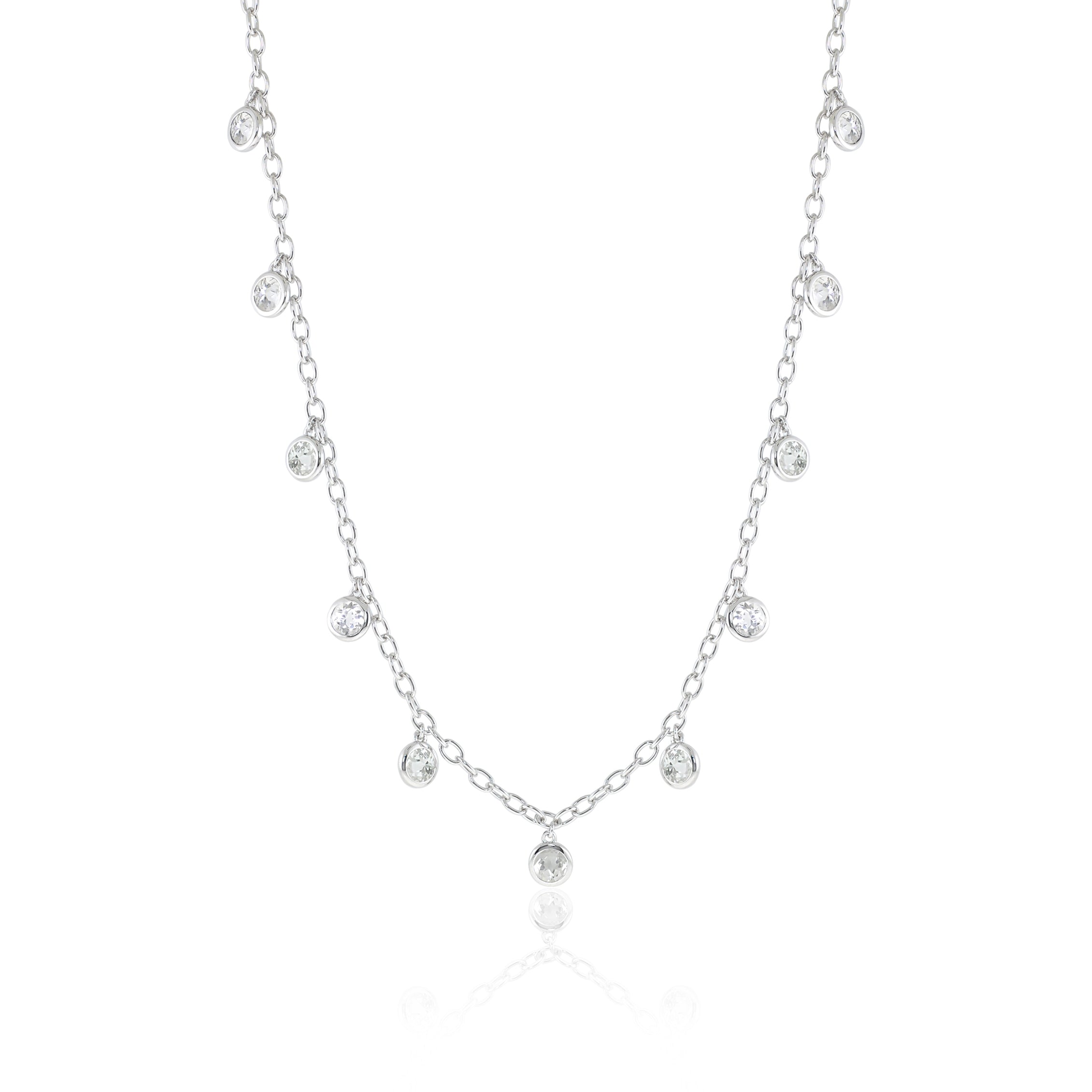 White Topaz Dewdrops Necklace – Elegant Sterling Silver Pendant for Women | Perfect for Weddings, Parties & Everyday Wear