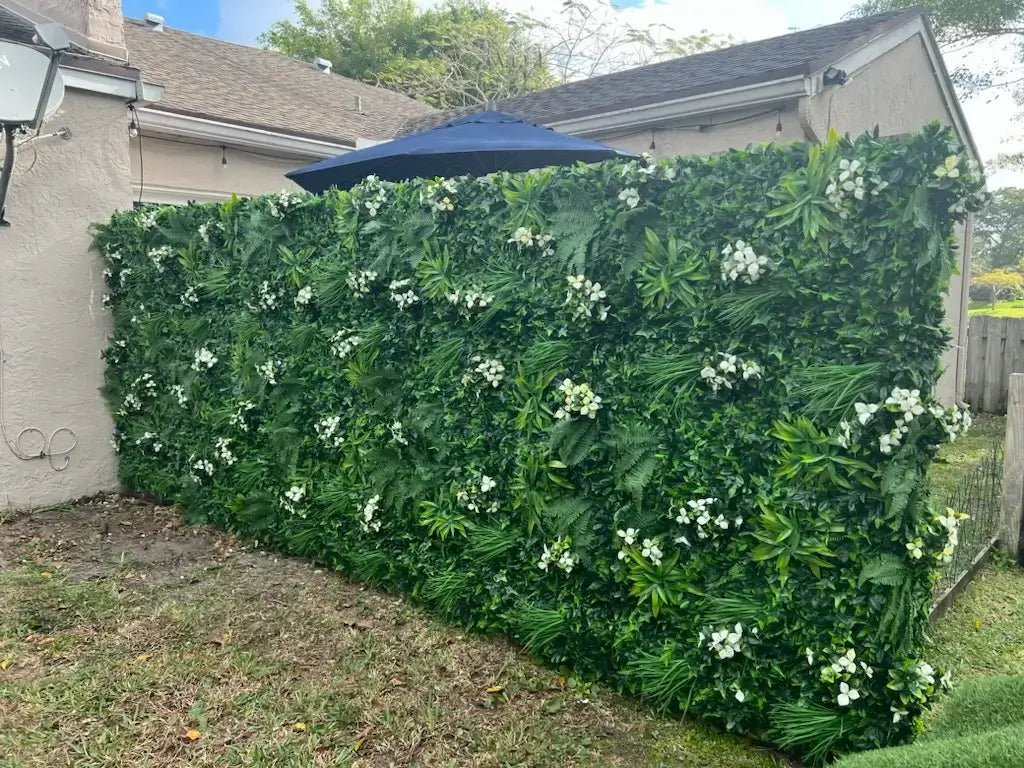 Premium Artificial Jasmine Green Wall - 1m x 1m UV Resistant Fake Vertical Garden for Outdoor/Indoor Decor - Perfect for Balcony, Wedding Backdrop & Home Landscaping