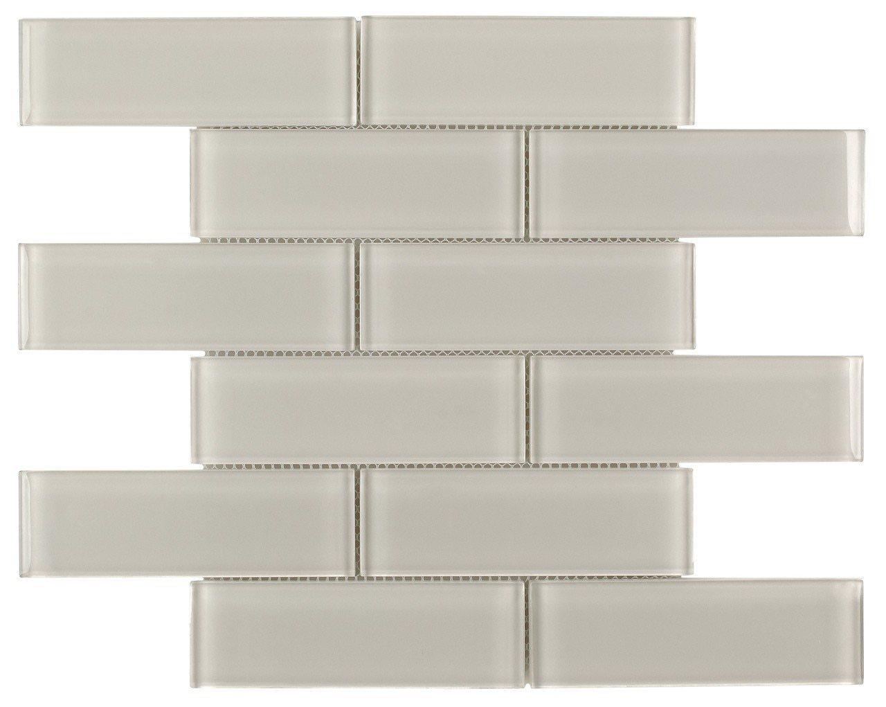 White Modern Glass Subway Tile 2x6 - Perfect for Kitchen Backsplash, Bathroom Walls & Shower Surrounds