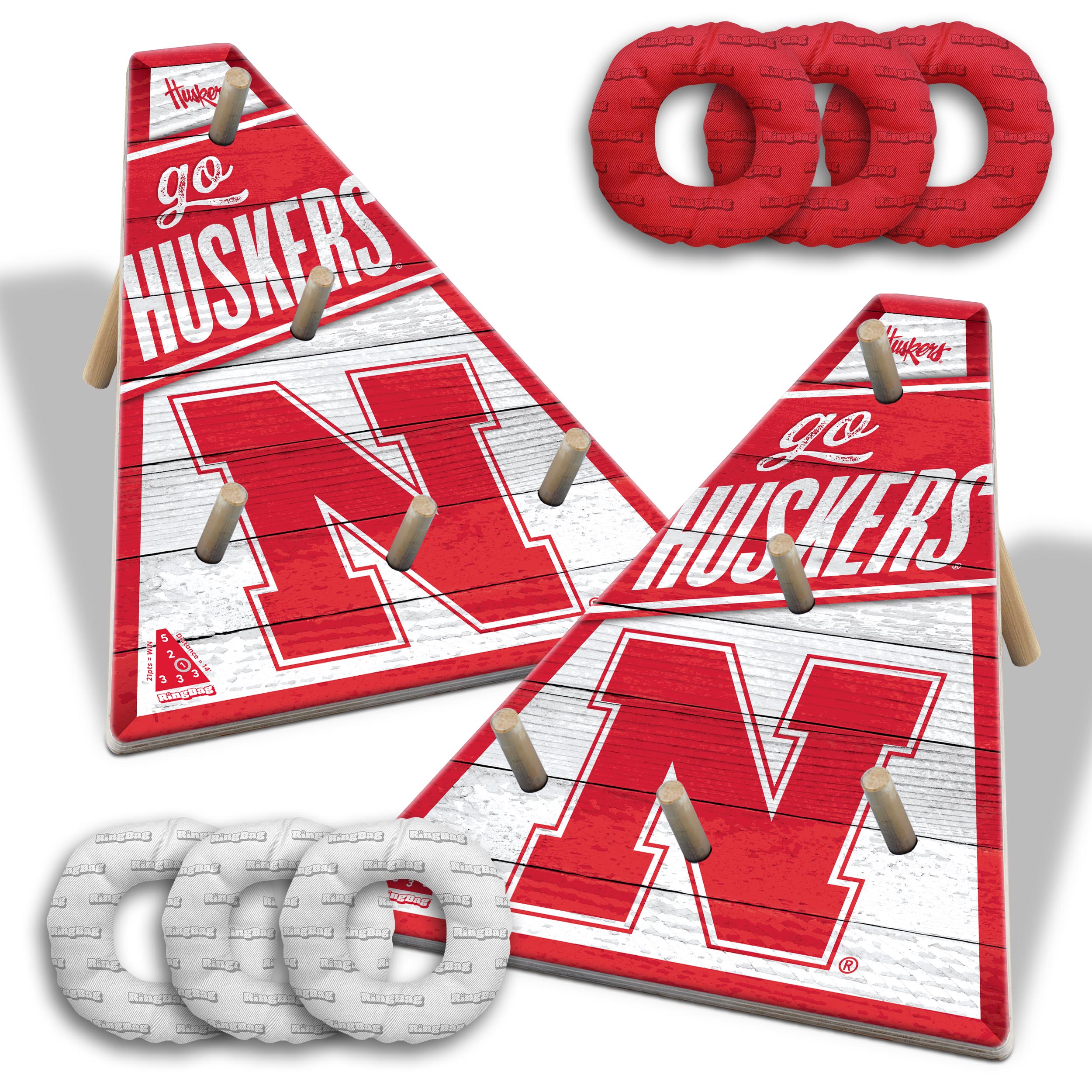 Nebraska Huskers Ring Bag Game - Official Team Logo Cornhole Set for Tailgating, Backyard Parties & College Sports Fans
