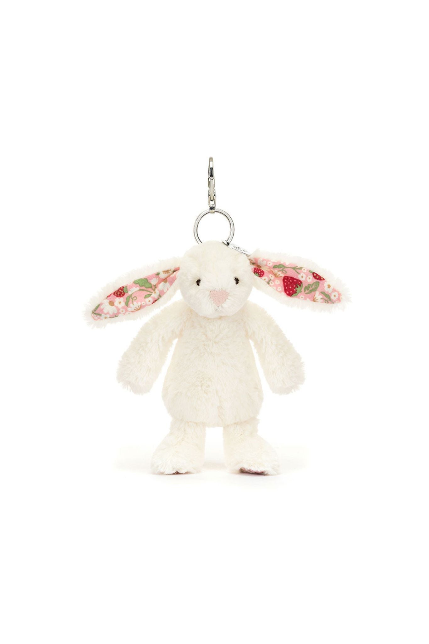 Jellycat Blossom Cream Bunny 'Berry' Bag Charm - Adorable Plush Keychain for Handbags, Backpacks & Gifts | Cute Accessory for Girls, Women & Kids