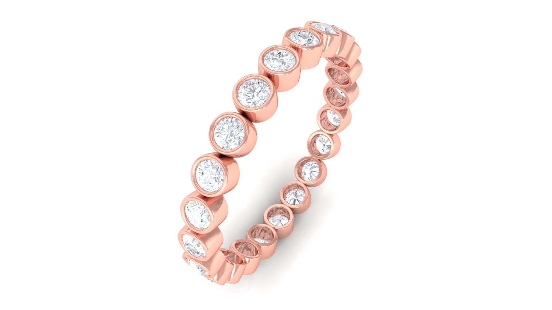 3/4 CT Round Cut Diamond Full Eternity Ring - 14K Solid Gold Stackable Wedding Band for Women, April Birthstone Jewelry Gift for Anniversary, Engagement & Special Occasions